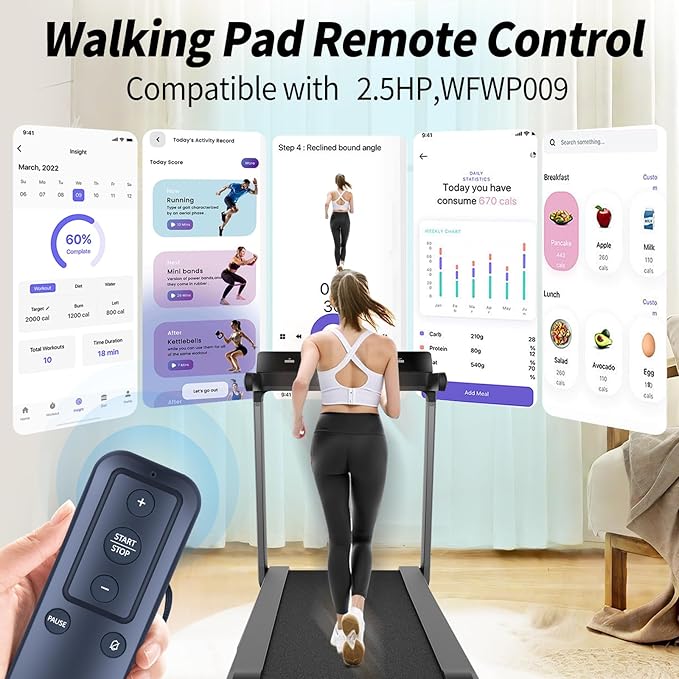 Replacement Remote Control for Upreign Under Desk Treadmill 2.5HP, for WELLFIT Walking Pad Treadmill WFWP009