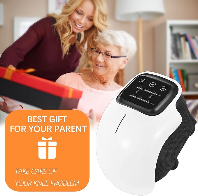 Knee Massager, Large LED Screen, Adjustable Temperature,Cordless Knee Massager with Heat and Vibration, Portable Massager for Knee Discomfort, Longer Knee Straps 48CM