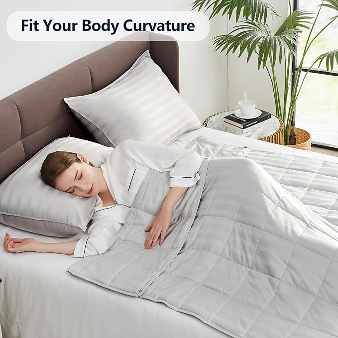 Weighted Blanket Twin Size (48"x72" 15lbs),Ultra Soft and Cozy Cooling Weighted Blanket Twin Size for Adult,Heavy Blanket with Machine Washable Soft Blanket, Light Grey