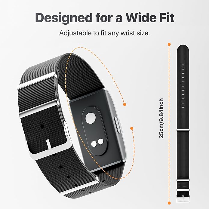 Nylon Replacement Strap Compatible with Hume Band - Breathable & Sweatproof Sport Loop for Hume Health Band - Metal Buckle & Loop Closure for Secure - Adjustable Wristband Strap for Fitness Tracker