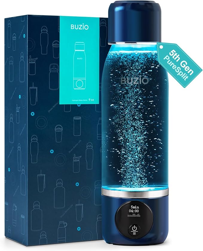 Hydrogen Water Bottle, BUZIO 4000ppb Hydrogen Water Bottles Generator Machine with Gen5 SPE/PEM Technology, Portable Athletic Performance Alkaline Water Bottle, with Dupont Membrane, OLED Display