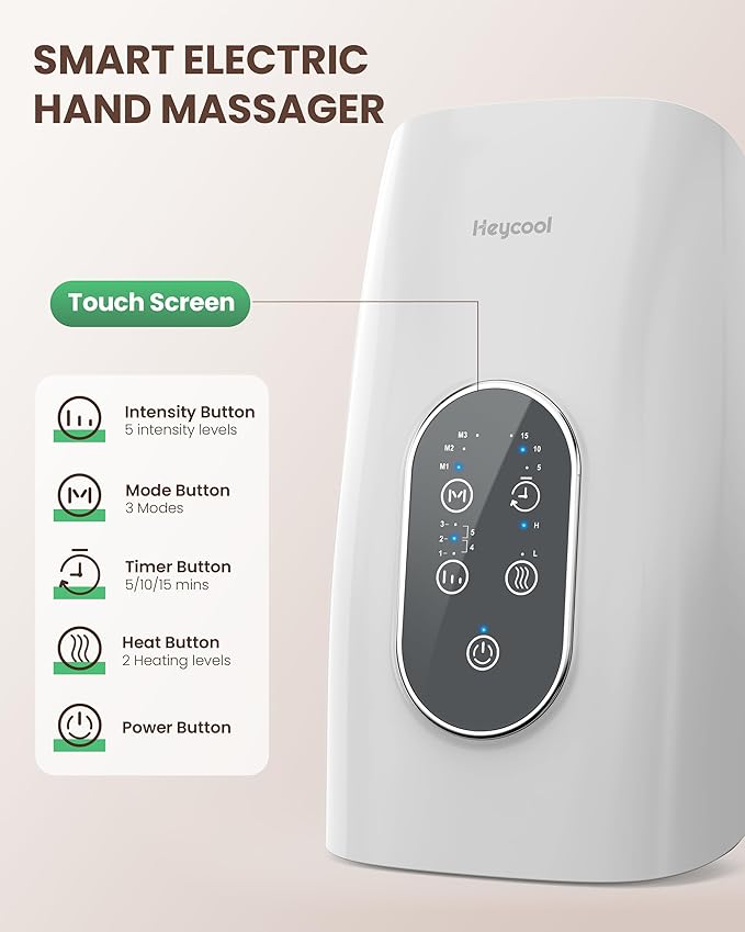 Upgrade Hand Massager for Arthritis and Carpal Tunnel Relief, Cordless Wrist Hand Massager with Heat and Compression, Gifts for Mom, Women, White