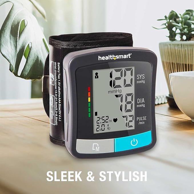 HealthSmart Digital Standard Blood Pressure Monitor with Automatic Cuff That Displays Pulse Rate and Irregular Heartbeat, Stores up to 120 Readings for 2 Users