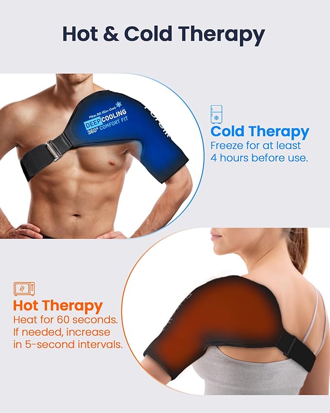 Shoulder Ice Pack Rotator Cuff Cold Therapy, Gel Ice Packs for Injuries Reusable with Long-Lasting Cooling, Thickened Ice Pack for Shoulder, Hot and Cold Pack for Pain Relief, Surgery Recovery Gifts