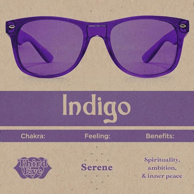 PURPLE CANYON Indigo Color Therapy Glasses for Chakra Healing, Chromotherapy, and Mood