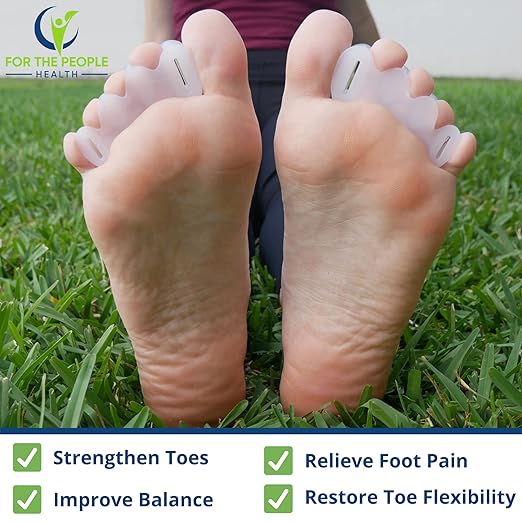 Toe Separators for Foot Alignment- Strengthening and Balance- For Hammertoes, Bunions, Plantar Fasciitis, Hallux Valgus – Spreaders- Size Large (1 pair)