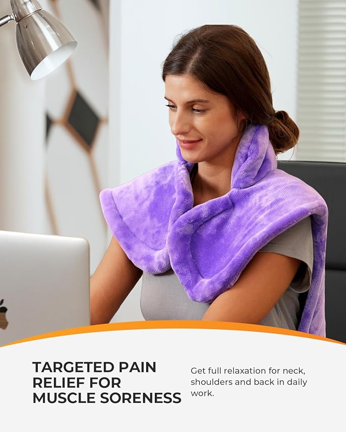CooCoCo Back Heating Pads for Women Grandma, FSA Eligible Heat Pad for Back Pain Relief, Cute Heat Pad with 6 Heat Levels, HSA Store Approved Items, ETL Certified, Purple