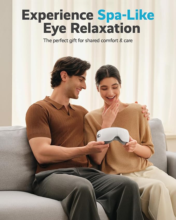 SKG Eye Massager with Heat, Valentine's Day Gifts for Her Him, Bluetooth Music & Foldable Sleep Mask for Dry Eyes & Relaxation, Eye Mask for Migraine, Ideal for Travel, Work