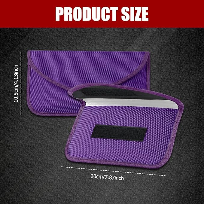2PCS Faraday Bags for Car Key and Cell Phone, Signal Blocking Bag, Faraday Key Fob Protector, Universal Cell Phone Privacy Card Protection Car Accessories for Anti-Thefting (Purple)