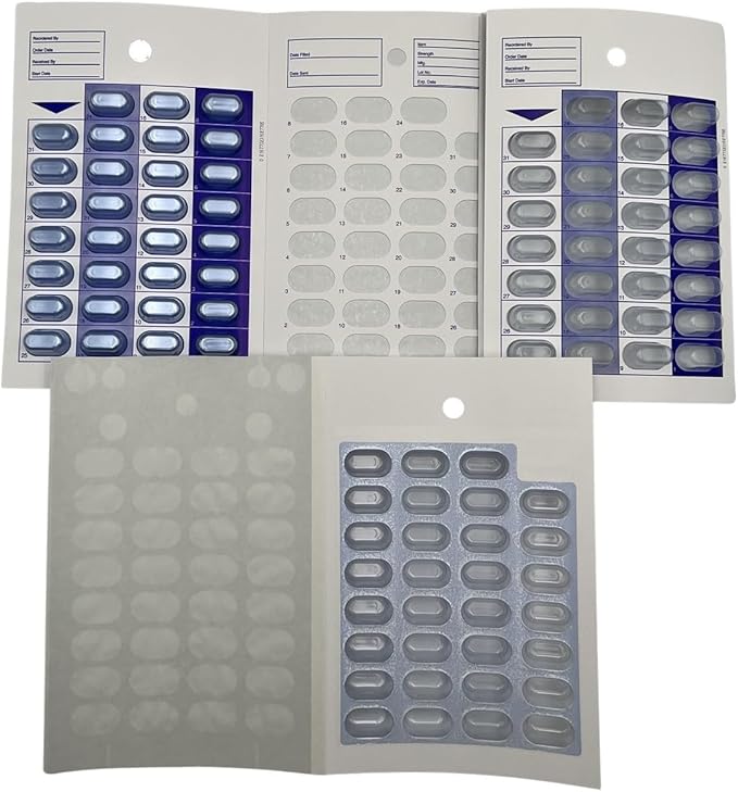 31 Day Monthly Cold Seal Medication Pill Blister Cards, Disposable Easy to Use Pill Organizer for Summer Camps, Pharmacists, Caregivers (Pack of 12)