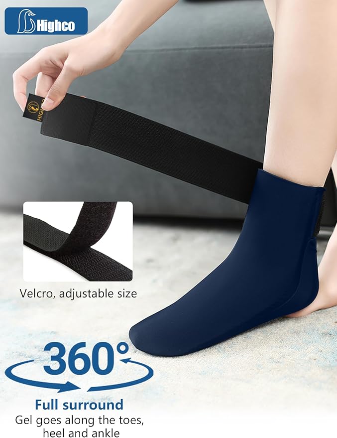 highco Ankle Ice Pack Wrap for Swelling and Injuries Recovery,Cooling Ice Sock for Foot,Ice Pack for Ankle Compression,Plantar Fasciitis & Achilles Tendonitis Relief,Navy Blue