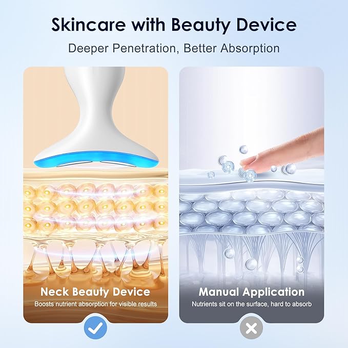 Neck Massager — Portable Facial/Neck Massager with Constant Temperature Heat Therapy and Vibration Massage. USB Rechargeable, Three Adjustable speeds. Relieves Fatigue and aids in Skincare Absorption