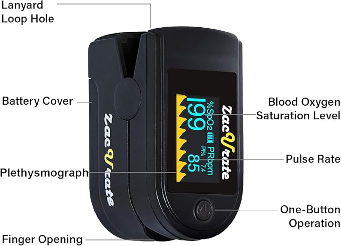 Zacurate 500C Elite Fingertip Pulse Oximeter and Oximeter Carrying Case Bundle