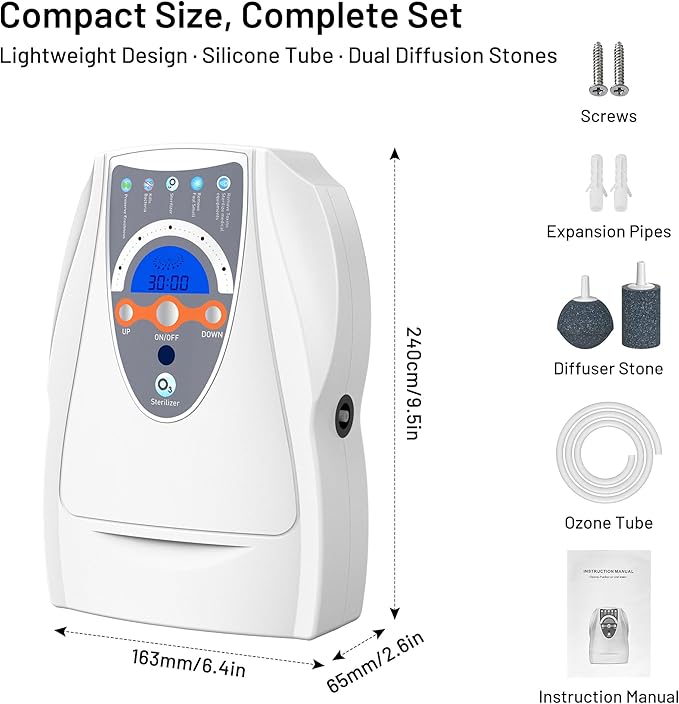 Ozone Machine Generator, Multifunctional with Timer, 500mg/h Portable Ozone Machine for Home, Kitchen, Office, Cleaning Water, Fruits and Vegetables——White