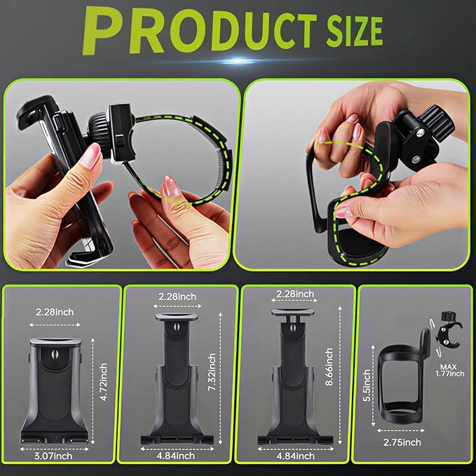 Walking Pad Handle Bar Only, Walking Pad Handle Bar with Phone Holder and Cup Holder, Adjustable Handrail Height from 50.39 to 66.9 Inch, Walking Pad 35.4 Inch Wide, Stable Design, Black