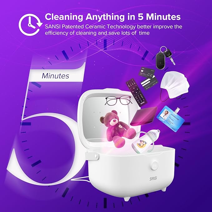SANSI UV Light Sanitizer Box with 360° UVC Chips, Sanitizes in 5 Minutes 5.1L Large Capacity Sanitizer for Baby & The Whole Family (15W)