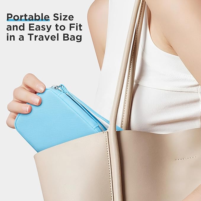 Zannaki Cute Pill Organizer for Purse with Two Removable 7-Day Pill Box, Travel PU Leather Pill Case, Portable Weekly Pill Container with Storage Bag to Hold Vitamins, Fish Oils, Supplements (Blue)