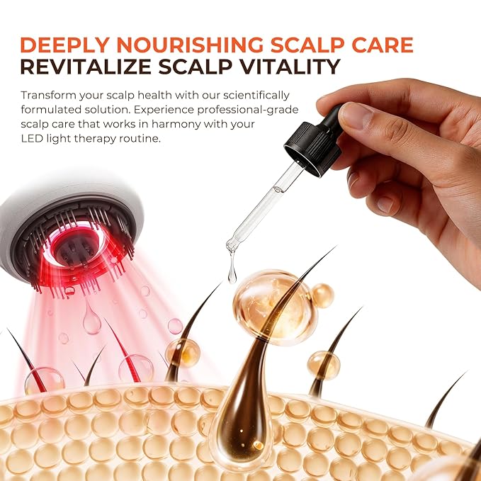 Red Light Therapy Hair Growth Serum - Copper Peptide Scalp Serum for LED Light Therapy Cap, Anti Hair Loss Treatment – Promotes Thicker, Fuller, Stronger - For Women & Men - 30ML