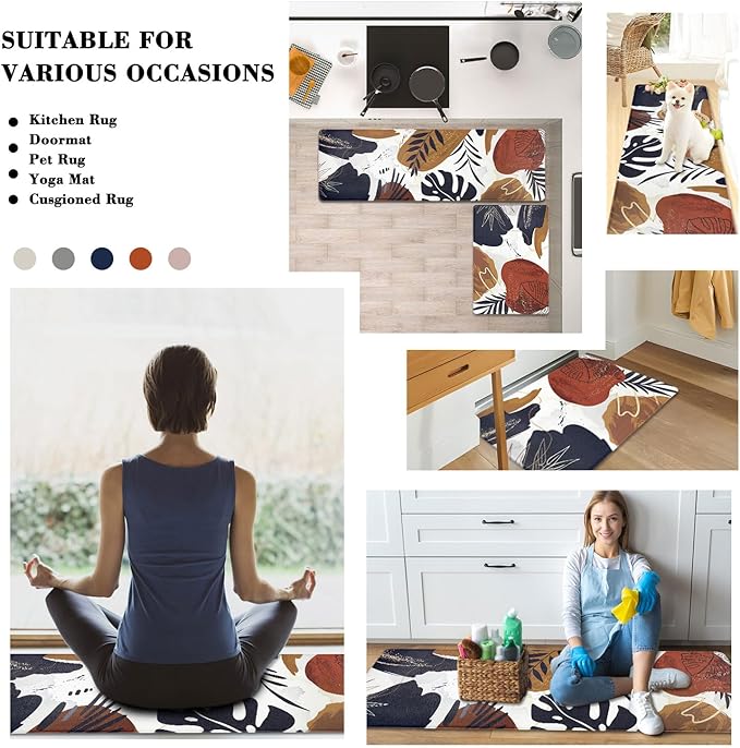 Homcomoda Boho Kitchen Rugs Set of 2 Non Skid Kitchen Mats for Floor Cushioned Anti Fatigue Kitchen Floor Mats Waterproof Comfort Mats for Standing Sink Laundry