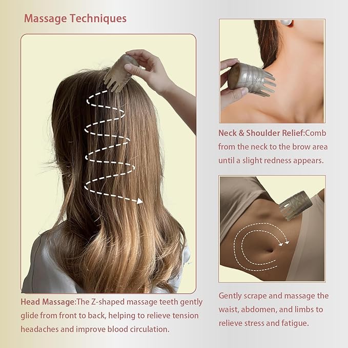 Head Spa Comb – Wide Tooth Natural Horn Comb for Scalp & Hair Care, Ox Horn Scalp Massage Comb, Gua Sha Comb for Relaxation, Exfoliating Shampoo Brush & Hair Growth Tool