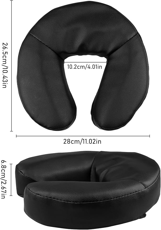 Kalolary Massage Face Cradle Cushion for Massage Tables, Universal Crescent Headrest Face Rest Neck Head Cushion Pillow for Massage Chairs Spa Bed (Black)