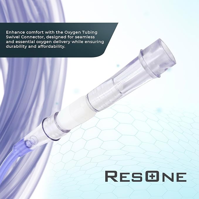 ResOne Oxygen Tubing Swivel Connectors 1-Pack - Nasal Cannula, Hose, Tube Connectors, Oxygen Line Splitter, Concentrator Supplies, 360-Degree Rotation, Medical, Home Use, Standard Size - Male/Female
