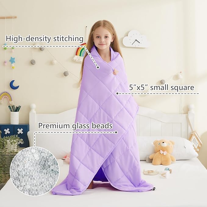 L'AGRATY Weighted Blanket - 40"x60" 7lbs Cooling Breathable Weighted Blanket Microfiber Material with Glass Beads