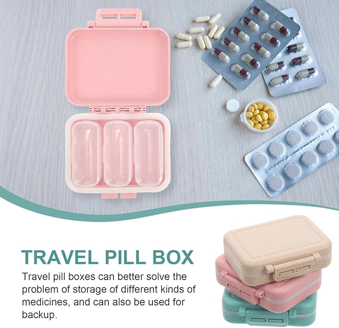 Small Pill Organizer Box 3Pcs Travel Pocket Removable 3 Compartments Portable Daily Mini Pill Case Holder for Purse Fish Oil