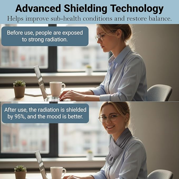 VAJOOCLL Grounding Neck 99% Silver Fabric Faraday Scarf Faraday Protection Hood RF Shielding 5G Blocking WiFi Shield