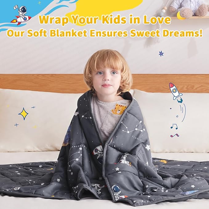 anfie Weighted Blanket Kids (36"x48" 3lbs), Weighted Blanket Cooling Blanket for Sleeping,Throw Size Breathable Blanket with Premium Glass Bead(Space Grey)