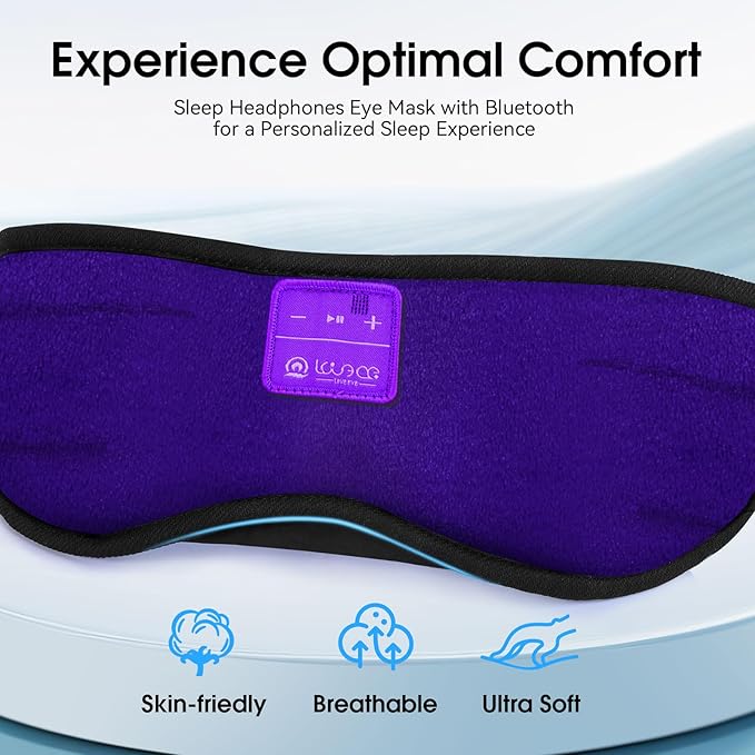 LOVE EYE Sleep Headphones Bluetooth 5.4 Sleeping Eye Mask Wireless Music Earphones with HD Speakers for Side Sleepers Total Blackout Cotton Mask for Travel, Home, Office, Unique Gifts