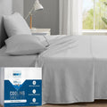 Degrees of Comfort Coolmax® Cooling Bed Sheets California King Size for Hot Sleepers, Moisture Wicking Sheet Set for Night Sweats, Deep Pocket, Ultra Soft, Cozy for All Seasons, Light Grey 4 Pieces