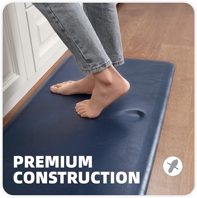 Color&Geometry Anti Fatigue Floor Comfort Mat 3/4 Inch Thick 17"×24" Perfect for Standing Desks, Kitchen Sink, Stove, Dishwasher, Countertop, Office or Garage, Dark Blue