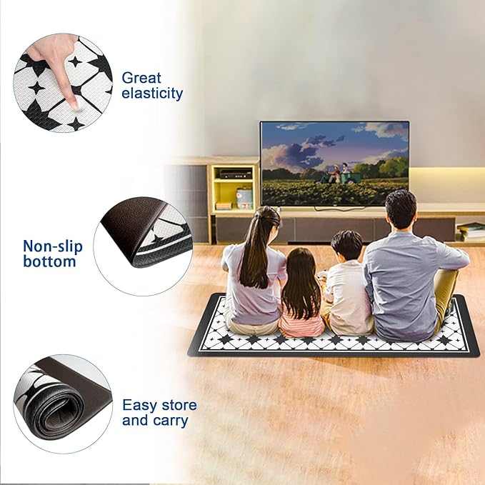 Artnice Kitchen Mat 2 PCS, Black White Plaid Cushioned Anti-Fatigue Kitchen Rug, Waterproof Non-Slip Kitchen Mats and Rugs, Heavy Duty Ergonomic Comfort Rug for Kitchen, Floor, Office, Sink