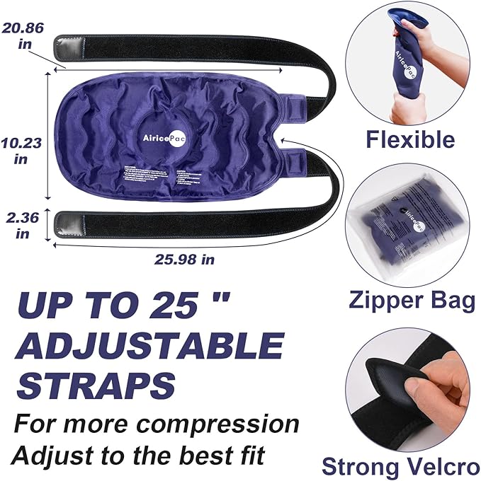 XXL Ice Pack Wrap Around Entire Knee After Surgery, Reusable Gel Large Ice Pack for Knee Injuries, Pain Relief, Swelling, Knee Surgery, Sports Injuries, 2 Pack Blue