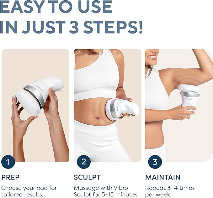 Vibro Sculpt 1.0 Body Sculpting Machine – Lymphatic Drainage Massager & Cellulite Massage Tool for Legs, Stomach & Arms – with Interchangeable Pads that Helps Improve Skin Texture