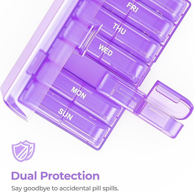 AUVON XL Weekly Pill Organizer 2 Times a Day, AM PM Pill Case with One-Side Large Opening for Easy to Use, Pill Box 7 Day Travel Medication Organizer for Medications, Vitamins, Fish Oils, Supplements