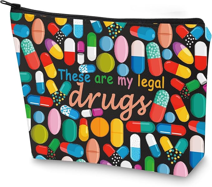 G2TUP Funny Medicine Bags for Women These are My Legal Drugs Cosmetic Bag Travel Pill Bags for Patient Friend (Legal Drugs New)
