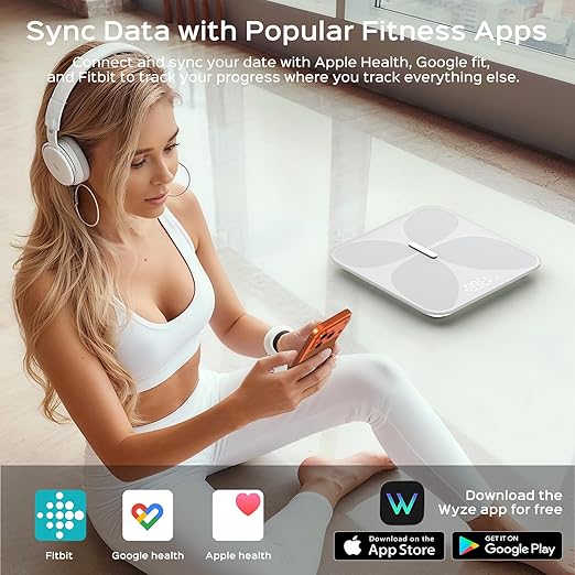Wyze Smart Scale X Butterfly - Bathroom Scale for Body Weight, BMI, Body Fat, Muscle Mass, Accurate Bluetooth Digital Scale for Body Composition Analyzer | Sync Health Apps | ITO Glass, 400 lbs, White