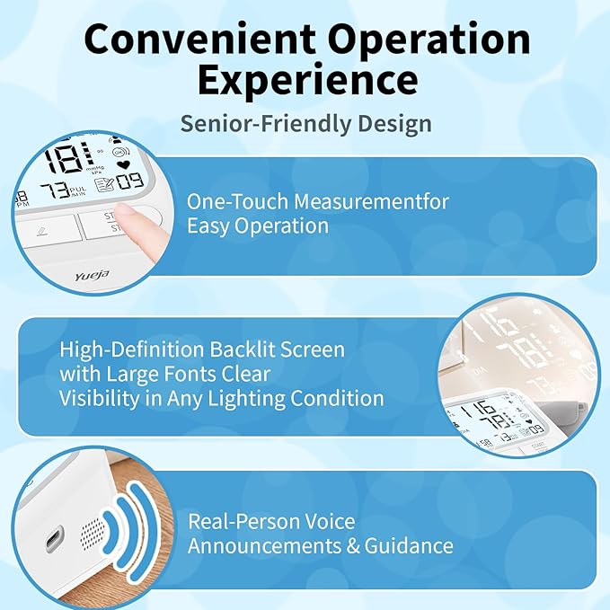 Upper Arm Blood Pressure Monitor with Wide Range Cuff That fits Standard to Large Adult Arms.FDA Cleared,Color Screen Display.