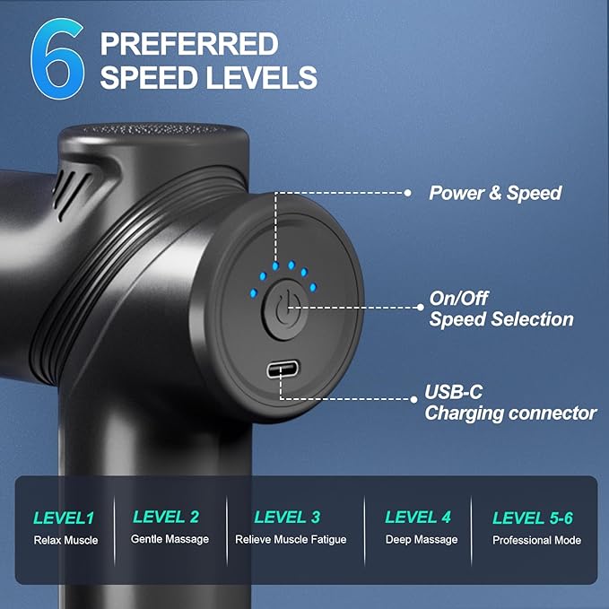 Massage Gun Deep Tissue Electric Massagers Mini Massage Gun Travel with 4 Massage Heads Muscle Percussion Massager Gun Gift for Women and Men, Black