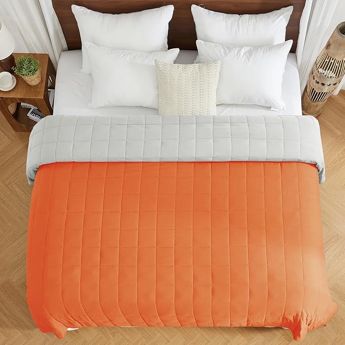 yescool Weighted Blanket for Adults (25 lbs, 88” x 104”, Orange) Cooling Heavy Blanket for Sleeping Perfect for 240-260 lbs, King Size Breathable Blanket with Premium Glass Bead