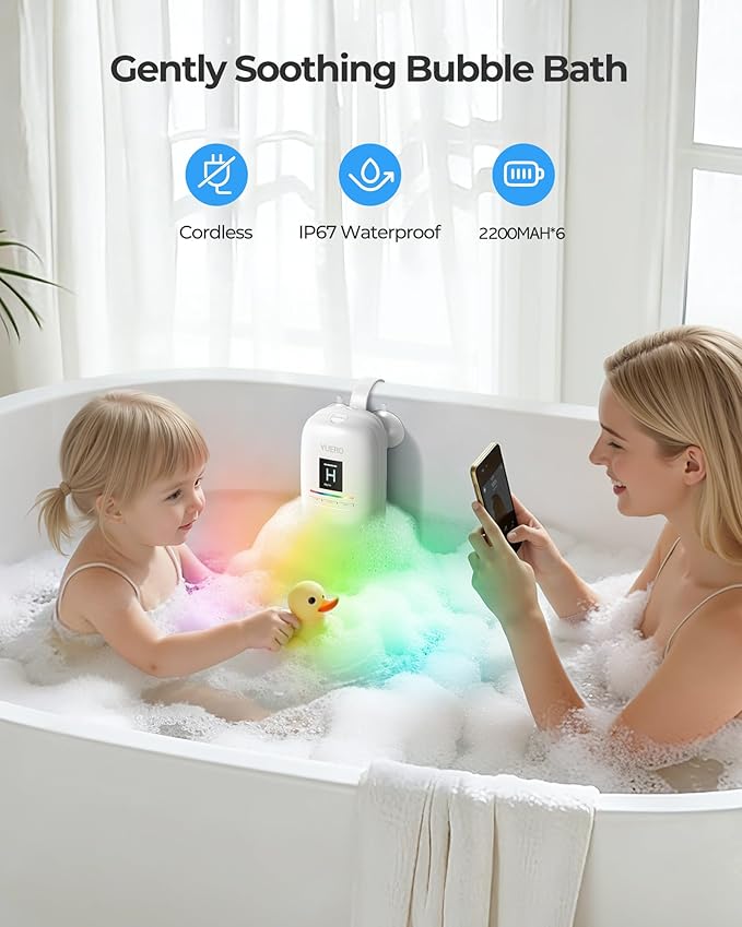 Bath Jets for Tub, Bath Jet or Bubble Mode, Cordless Waterproof Portable Bathtub Accessories with 3-Level Adjustable Speed, Bathtub Jets Massage for Home Spa, Travel Massage, Relaxing, Soothing