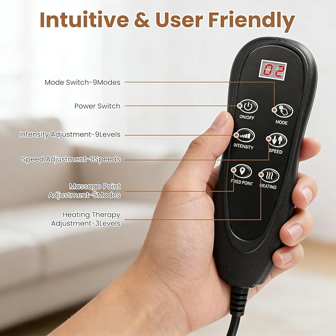 Full Body Massage Mat with Heat, Full Body Vibrating Heating Pad with Movable Shiatsu Neck Massage Pillow, 10 Vibrating Motors & 3 Heating Pads, Back Massager for Pain Relief