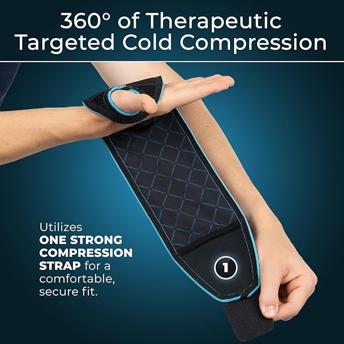 Cryogrid Wrist Ice Pack Wrap (Left or Right) - Compression Wrist & Hand Ice Pack for Carpal Tunnel, Tendonitis, Arthritis & Tenosynovitis Pain Relief - Gel/Clay Cooling Wrap Brace for Cold Therapy