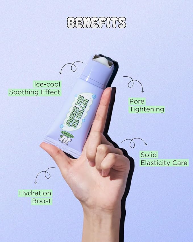 CHASIN' RABBITS Freeze Tag Ice Roller 1.69 fl.oz, Cold Face Roller, Pore Tightening, Skin Firming, Derma Roller, Stainless Steel Gua Sha Gel Serum, Hyaluronic Acid, Corn Mint Extract, Korean Skincare