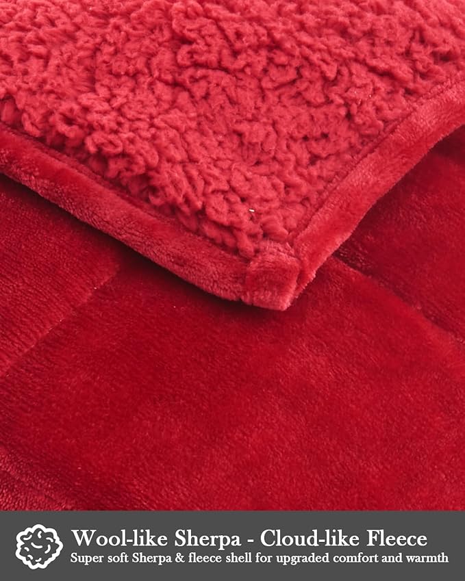 Topblan Sherpa Fleece Weighted Blanket for Adult, 15 lbs Dual Sided Cozy Fluffy Heavy Blanket, Ultra Fuzzy Throw Blanket with Soft Plush Flannel Top, 60 x 80 inches