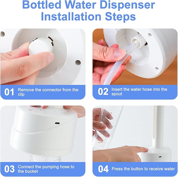 5 Gallon Dual-use Desktop Electric Water Bottle Dispenser, USB Type-C Charging Automatic Countertop Drinking Water Bottle Pump for 2-5 Gallon, Smart Water Jug Dispenser for Camping(White)