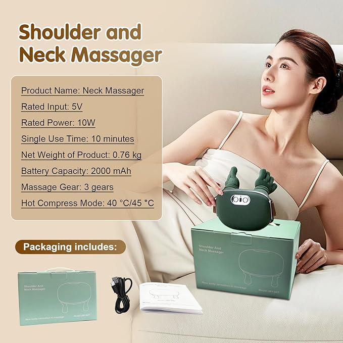 Siasoo Neck Massager With Heat-Wireless Portable Shiatsu Neck and Shoulder Deep Tissue 4D Kneading Back Massage With Fingers,Simulated Human Hand Design for Muscle Relax Massager Easter Gift for Mom