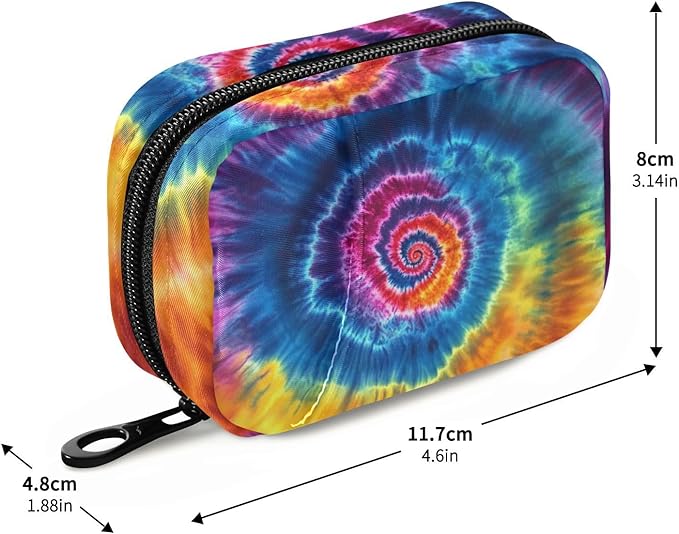 Travel Pill Case Colorful Tie Dye Weekly Small Pill Box 7 Day Pill Box Pill Organizer Bag